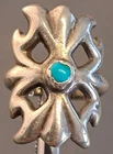 VINTAGE Native American Sterling Silver Blue Turquoise Sand Cast Ring size 6.5