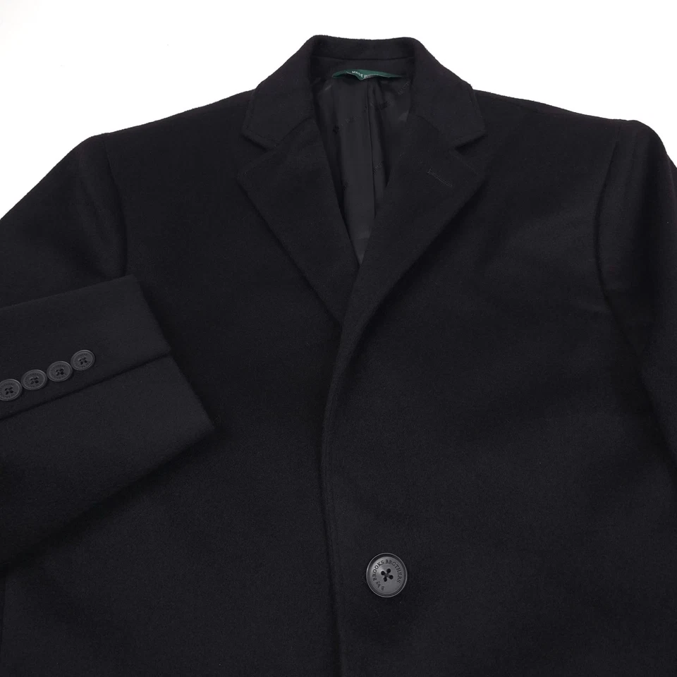 $495 B by Brooks Brothers Mid-Weight Black Wool Overcoat Mens Size 44L - Image 2 of 4