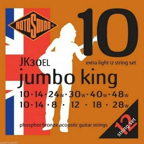 12 Cordes de guitare acoustique Rotosound Jumbo King 10 Phosphor Bronze  *NEUF* - Photo 1/1
