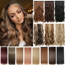 US Extra Thick Clip In Hair Extensions One Piece Real As Human Natural Full Head