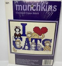 Counted Cross Stitch Kits I Love Cats 321 new in package 5" x7" Munchkins Small