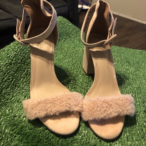 Madewell The Regina Ankle-Strap Shearling Sandal SZ 7~Pink - Picture 4 of 22