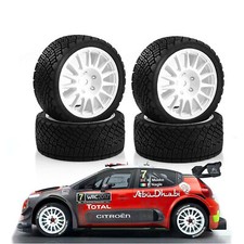 4 PIEZAS Neumáticos WRC RC Fiesta Citroen C3 Rally Flat Runner Neumáticos 1:10 Modelo Coche