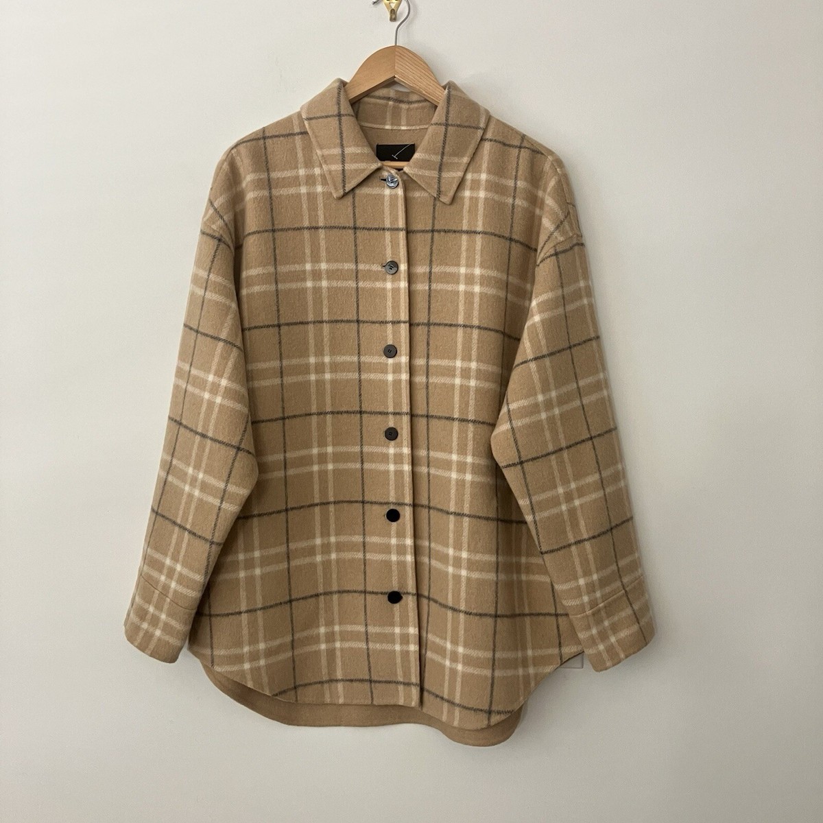 Theory Sz L Women's Long Shirt Jacket Recycled Wool Blend Theory Sz L Women's Long Shirt Jacket Recycled Wool Blend