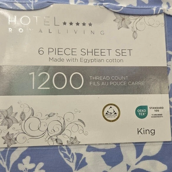 Juego de sábanas estampadas Hotel Royal Living King 6 piezas 1200 hilos algodón egipcio Foto 3 de 4