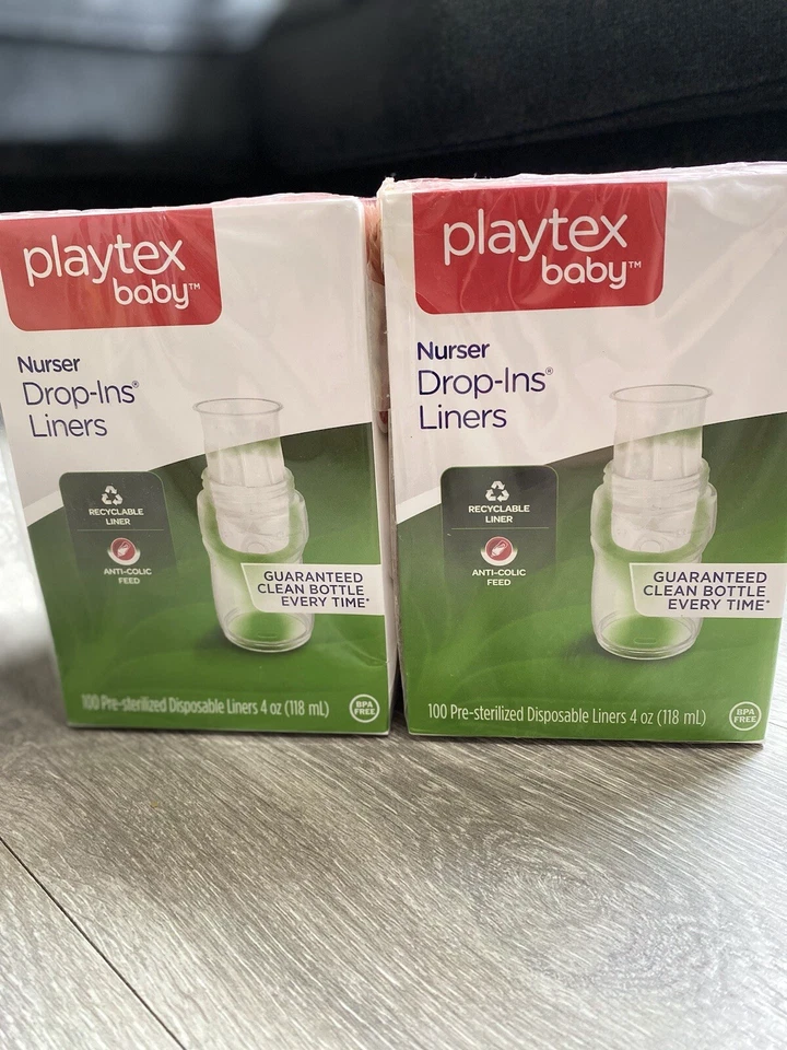 PLAYTEX DROPINS 4 oz 2x 100, 2 botellas, 2 pezones adicionales y dispensador de fórmula! ¡NUEVO! Foto 2 de 4