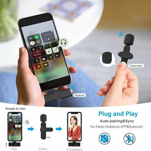 Wireless Lavalier Microphone Audio Video Recording Mini Mic For Android Type-C - Afbeelding 4 van 12