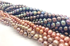Fresh Water Mini Pearls Approx. 5.5 mm 16 in. Pink/Peacock/Light Purple/Green