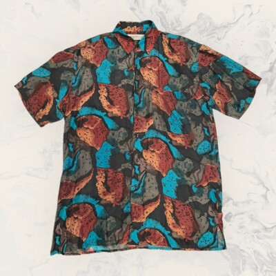 Huk A Poo Mens Short Sleeve Silk Collared Putting Up Size Medium | eBay
