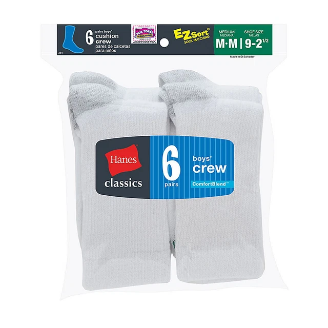 Calcetines Talla 9 Blanco Hanes para Niños
