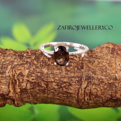 Smoky Quartz Ring, Unique Ring, 925 Sterling Silver, Natural Smoky Quartz