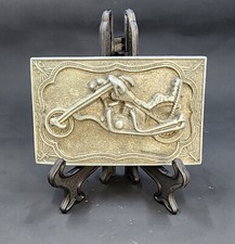 VINTAGE MOTORCYCLE CHOPPER THEME BELT BUCKLE - BRASS 860; VGC 1970s