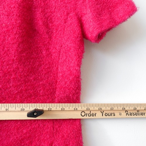 60s VINTAGE Bouche Sweater Dress Pink Fuzzy Fitted Sheath Mini Pop Retro STANTON - Picture 5 of 15