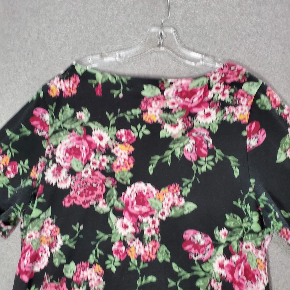 Karen Scott Women Dress 2X Black Floral Shirt Short Sleeve Tunic Pullover - Image 4 of 4