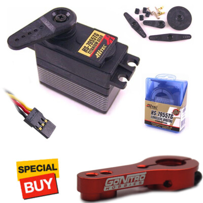 Hitec HS-7955TG Digital HT Titanium Gear Coreless Servo w/ Red Alum Arm / Horn