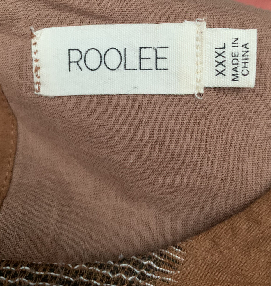 Roolee Brown Patchwork Button Back Blouse Top Emb… - image 5