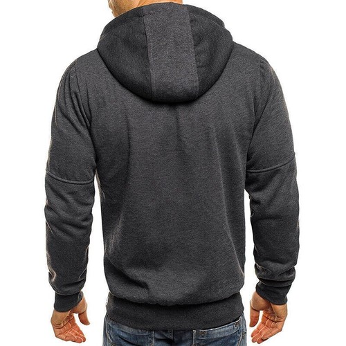 Mens Zip Up Hoodie Jacket Sweatshirt Zipper Pockets Casual Hooded Coat Outwear- - Picture 8 of 15