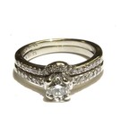 GIA 14k white gold .86ct round diamond engagement wedding band ring 4.8g set 5.5 — photo 2