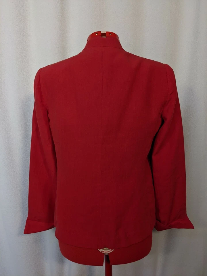 Chaqueta de lino Giorgio Armani Collezioni Primavera 2008 rojo cuello mandarín 10 Italia Foto 3 de 4
