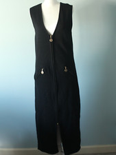 Nordstrom Women Size 1X 100% Wool Dress Sleeveless Black Zip Up Vintage Gold Zip