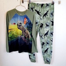 Wonder Nation Pajama Set 18 Boys Dinosaur Glow In The Dark Green Jersey Plush