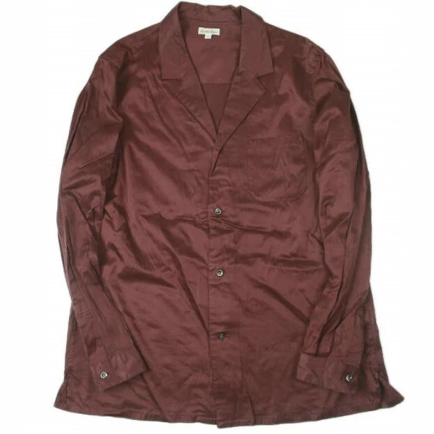 Steven Alan Japan CU/CTN STRC TRAD OPEN COLLAR SHIRTS L Bordeaux Long sleeve