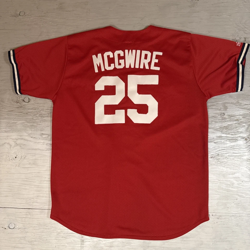 复古 90 年代美国职棒大联盟 Mark Mcgwire Majestic 圣路易斯红雀队缝制球衣 XL 码 — 第 2/4 张图片