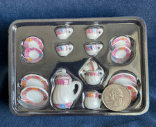 AirAds Dollhouse 1:12 miniature Porcelain Red Flower Tea Coffee Set Pot Cup