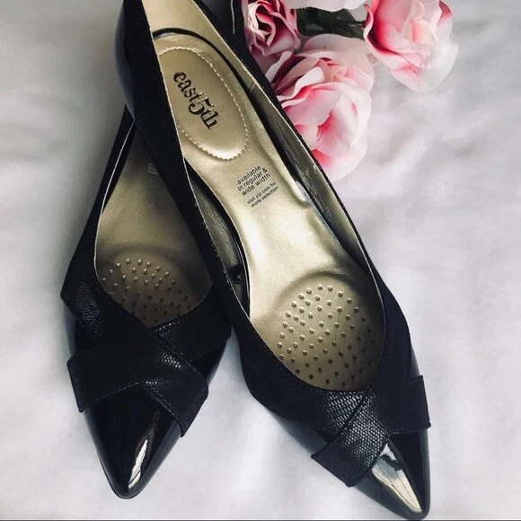 NUEVO East 5th Hamaca Negro Imitación Cuero Tacones Talla 7.5 Espuma con Memoria Cómodo Informal Foto 2 de 4