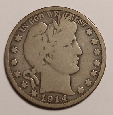 1914 Barber Half Dollar NO Problem Coin,VG Perfect for the grade. VERY RARE DATE