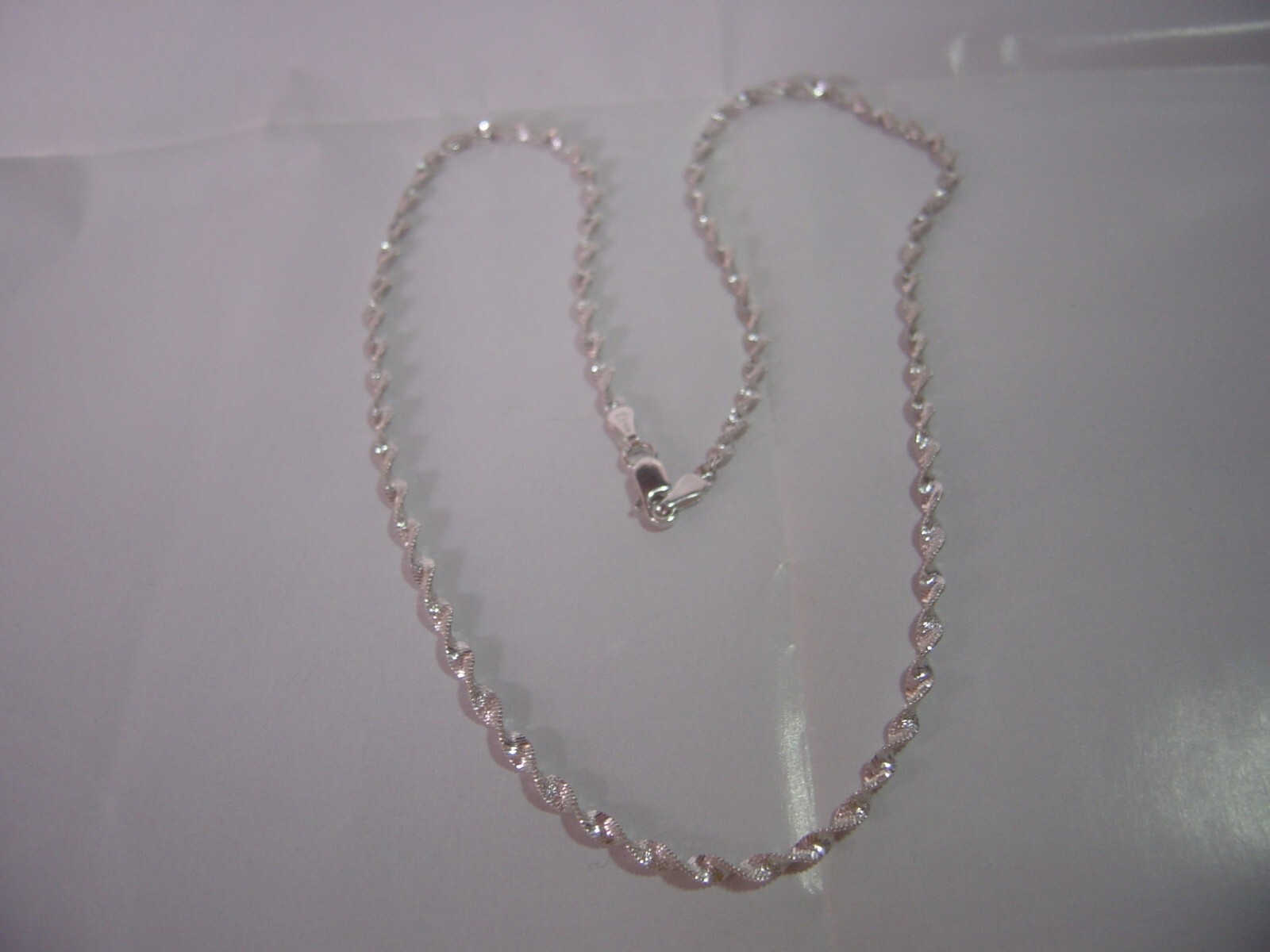 Beautiful vintage Solid SILVER  18" twisted spark… - image 5