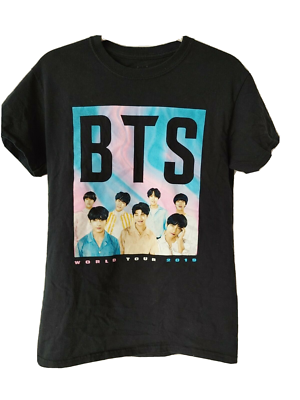 Big Hit BTS WORLD TOUR 2019 T Shirt Short Sleeve Crew Neck Black