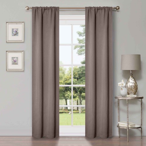 Solid Classic Modern Grommets Room Darkening 26" Wide Blackout Curtain Panel Set - Picture 190 of 213