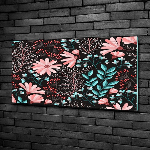 Tableau Verre Trempé Tulup 100x50 Cm – Décoration Fleurs Et Oiseaux, Style Moderne, Bleu