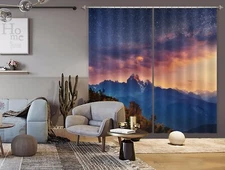 3D Night Mountain Star ZHUA358 Photo Curtain Window Blockout Fabric Amy 2023