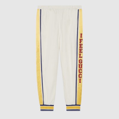 size L - Gucci Track Pants I Feel Gucci White Yellow Red Stripe