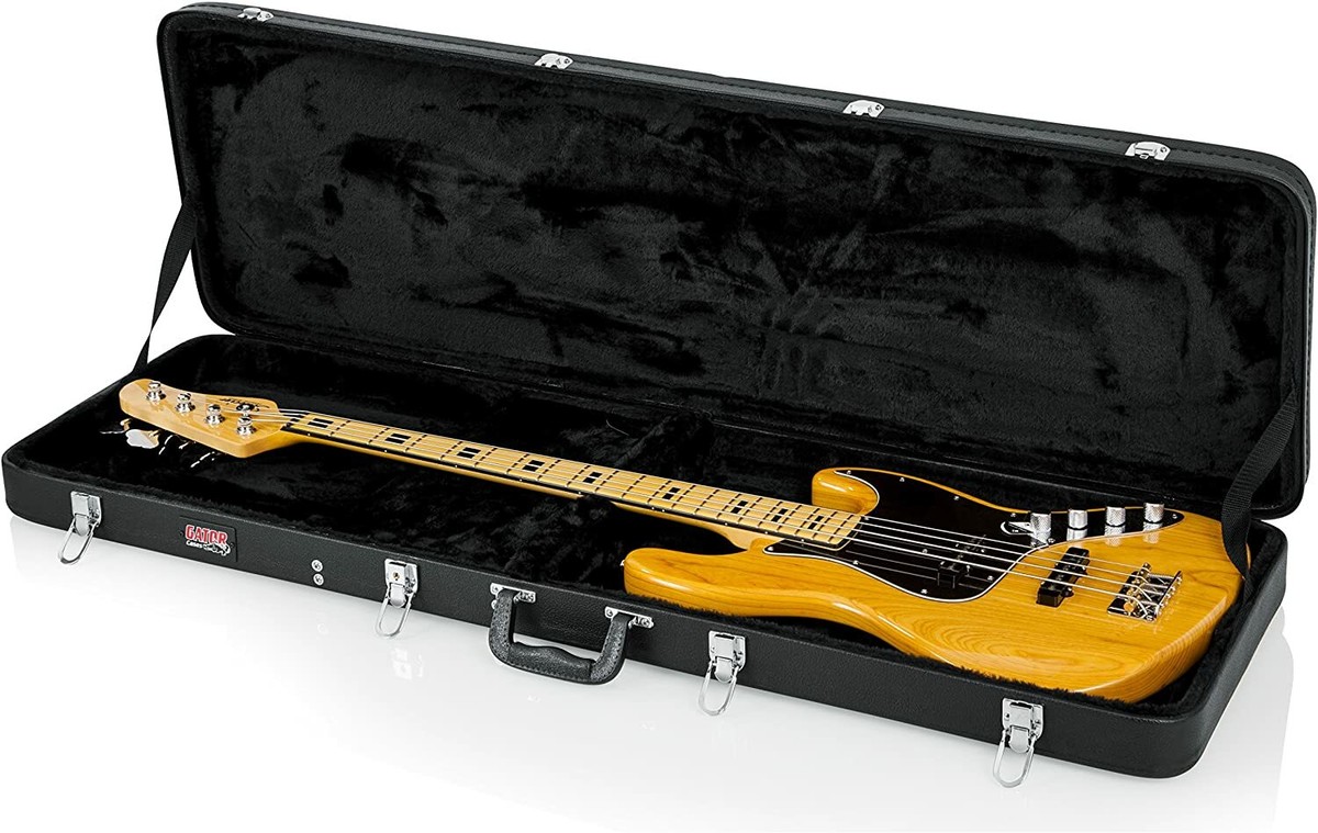 Hard Shell Wood Case for Electric Bass Guitars; Fits Fender