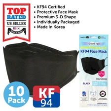 10 Pack KF94 BLACK Protective Safety Face Mask 4 Layers Adult Made in Korea