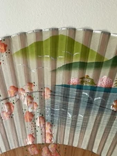 Vintage Chinese Silk Fan~Red Lacquer Ribs Marked CPO