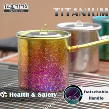 Outdoor 450ML Portable Stretched Picnic Pure Titanium Cup Detachable Handle