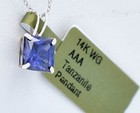 AAA TANZANITE  0.92 Cts  PENDANT 14K  WHITE GOLD - MADE IN USA - Free Chain — photo 2