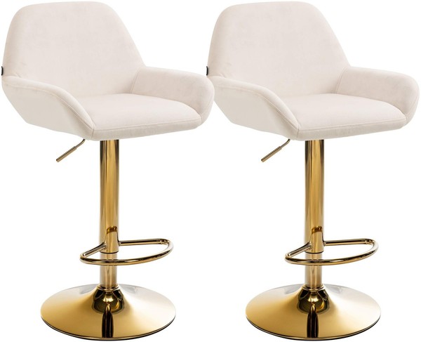 2Er Set Barhocker Braga Gold Samt Creme-image