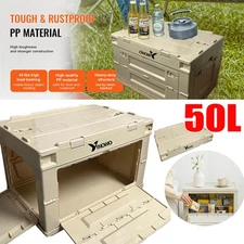 3x 50L Large Folding Collapsible Storage Bins with Lids Stackable Utility Crates