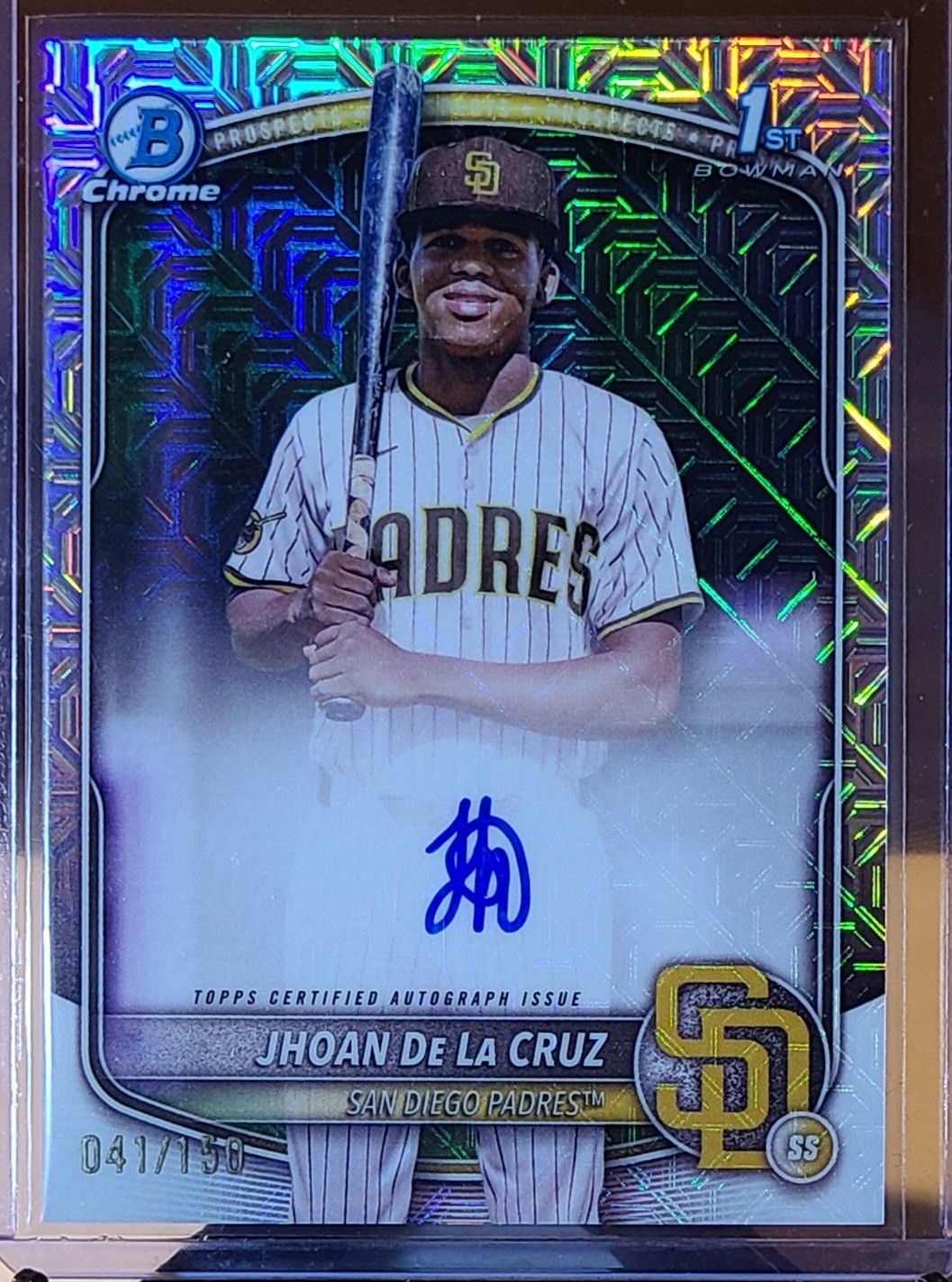 2025 Bowman Chrome Jhoan De La Cruz 1st Bowman HTA Choice Auto /150 Padres