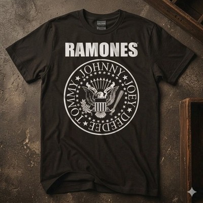 HOT!!! Ramones Seal Logo Black Mens T Shirt Rock Band Tee Free Ship