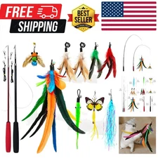 Cat Toys Interactive for Indoor Cats, 2PCS Ultra-Long Teaser50"+38"+9PCS Da B...