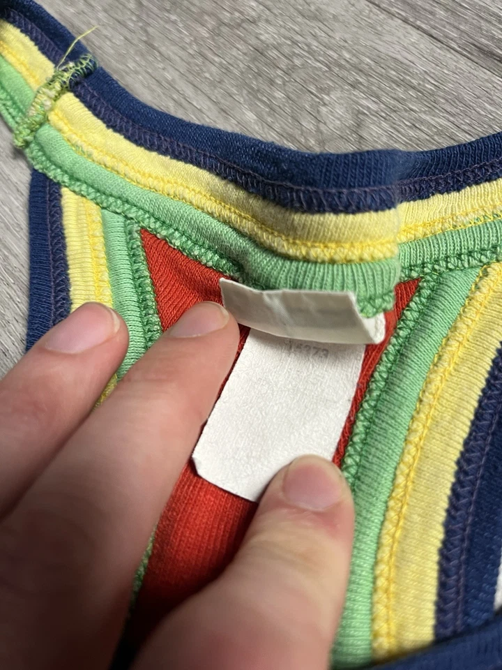 Camiseta sin mangas vintage años 70 Sears Jr. Bazaar estilo timbre rojo espalda deportiva talla XS Foto 3 de 4