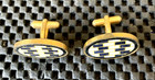 FAUX LAPIS INLAID BLUE AND WHITE GOLD TONE CUFFLINKS VINTAGE 1 1/8" X 3/4" OVAL — photo 2