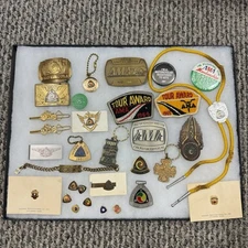 Vintage AMA Gypsy Tour Lot Motorcycle Biker Memorabilia Pins Awards Belt Buckle