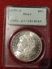 1879-S Morgan Silver Dollar PCGS Rattler MS63 - Toned Crescent Blue on Reverse